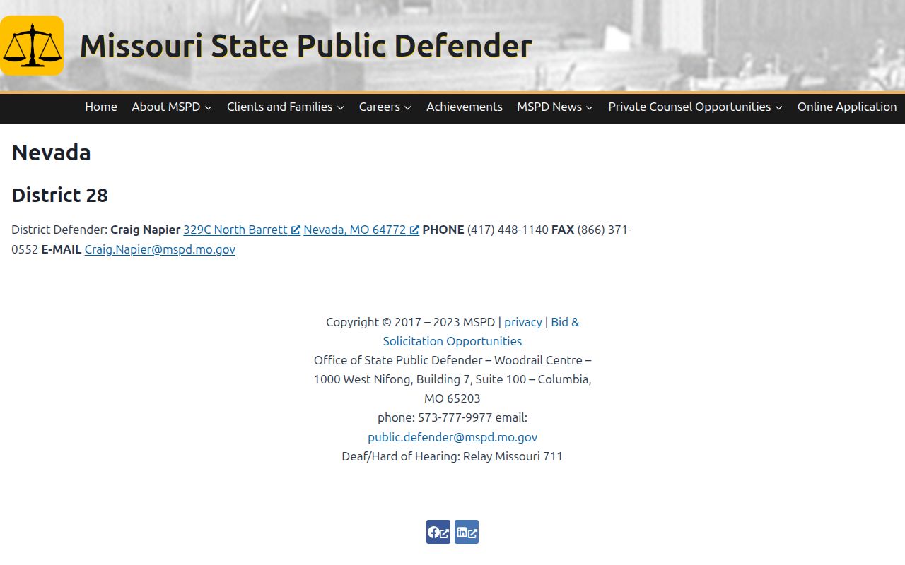 Cedar County arrest search reference for Missouri Public Defender District 28