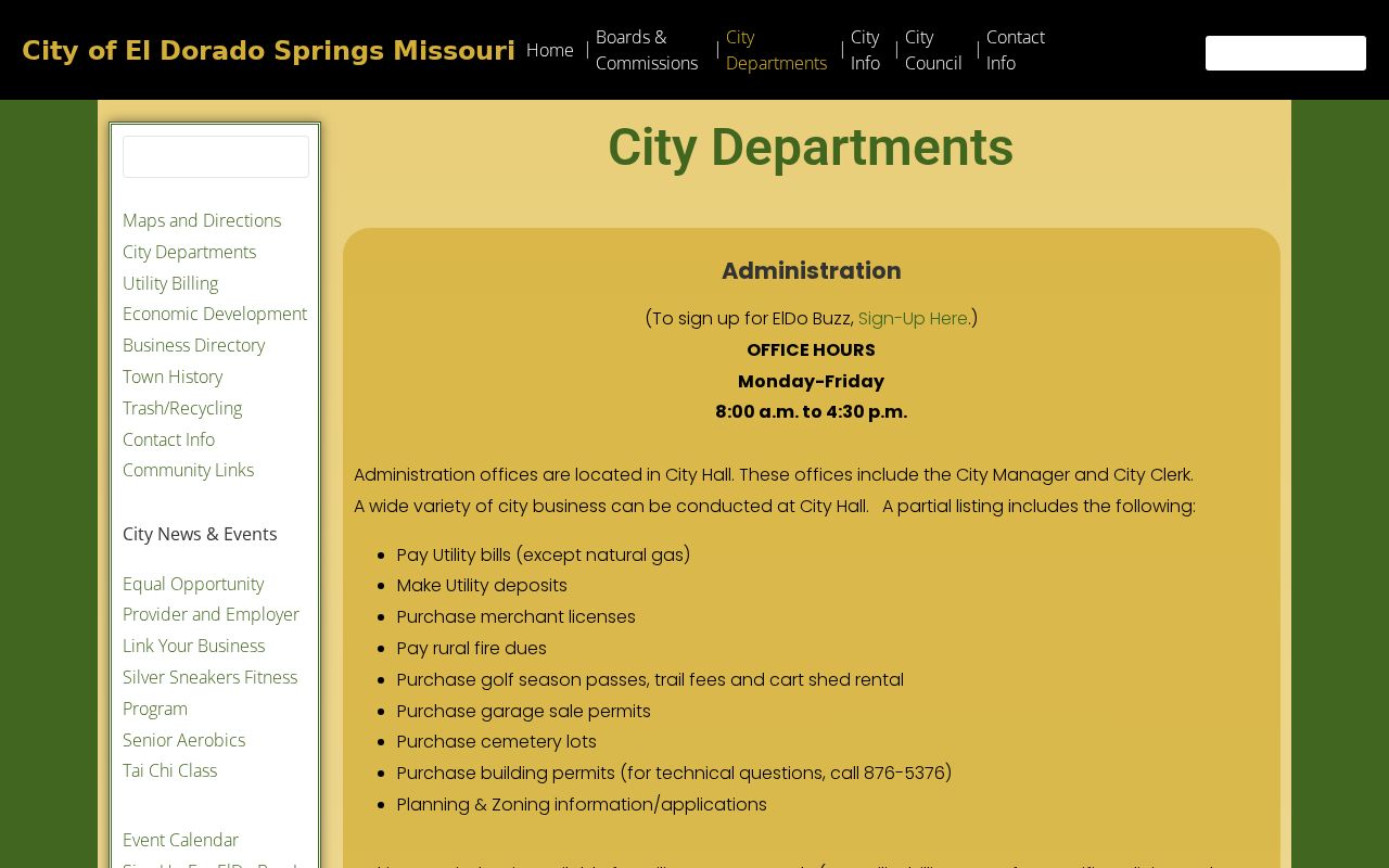 El Dorado Springs police and municipal record departments