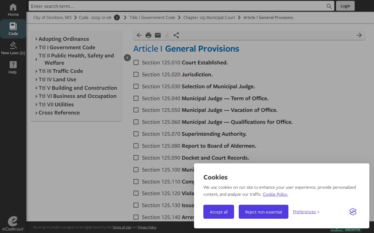 Stockton Municipal Court procedures for Cedar County criminal records